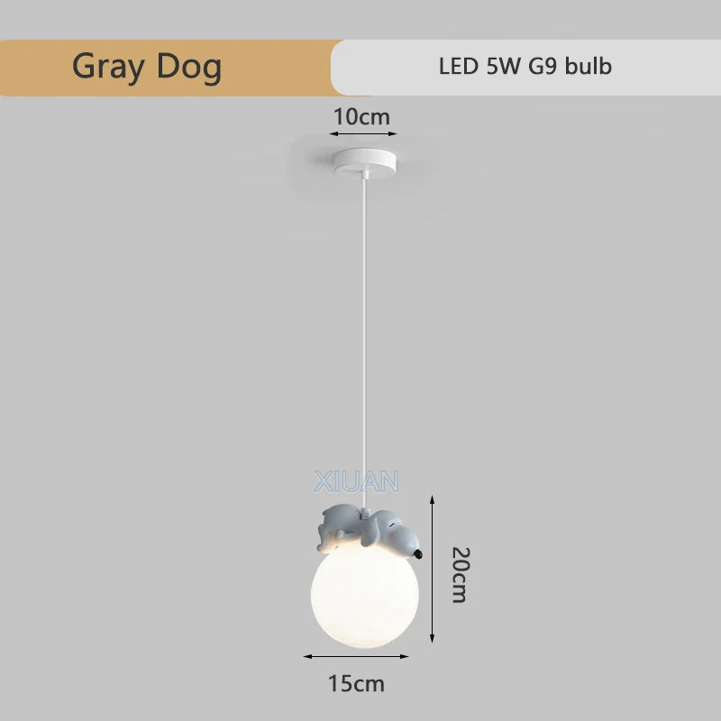 DecorBites™ Animal Resin Pendant Lamps: Bear Rabbit Dog Sheep Bunny Chandelier for Children's Room