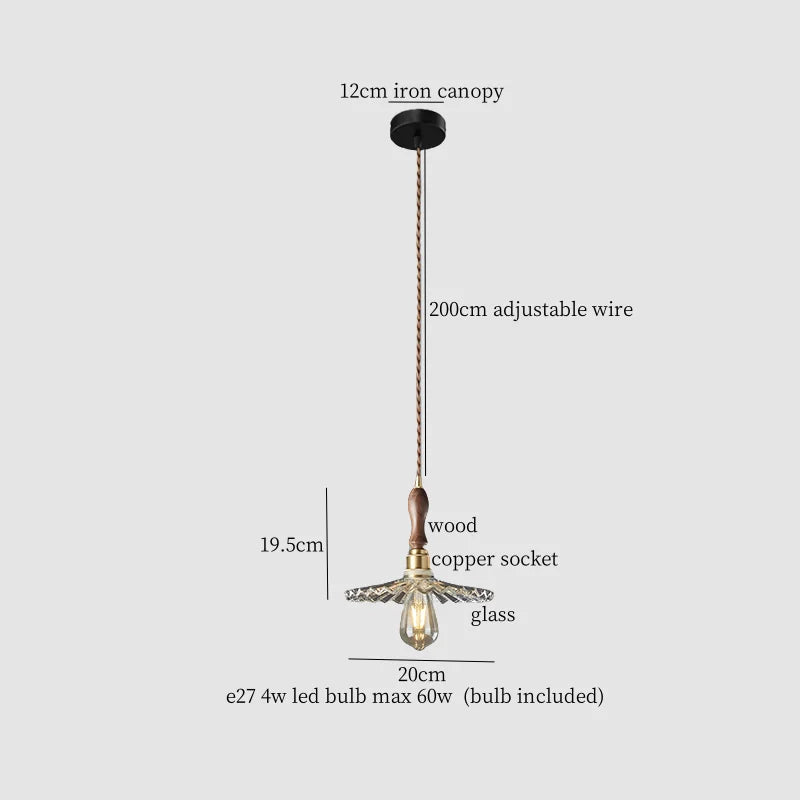 DecorBites™ Clear Glass LED Hanging Lamp French Style Pendant Light for Home Decor