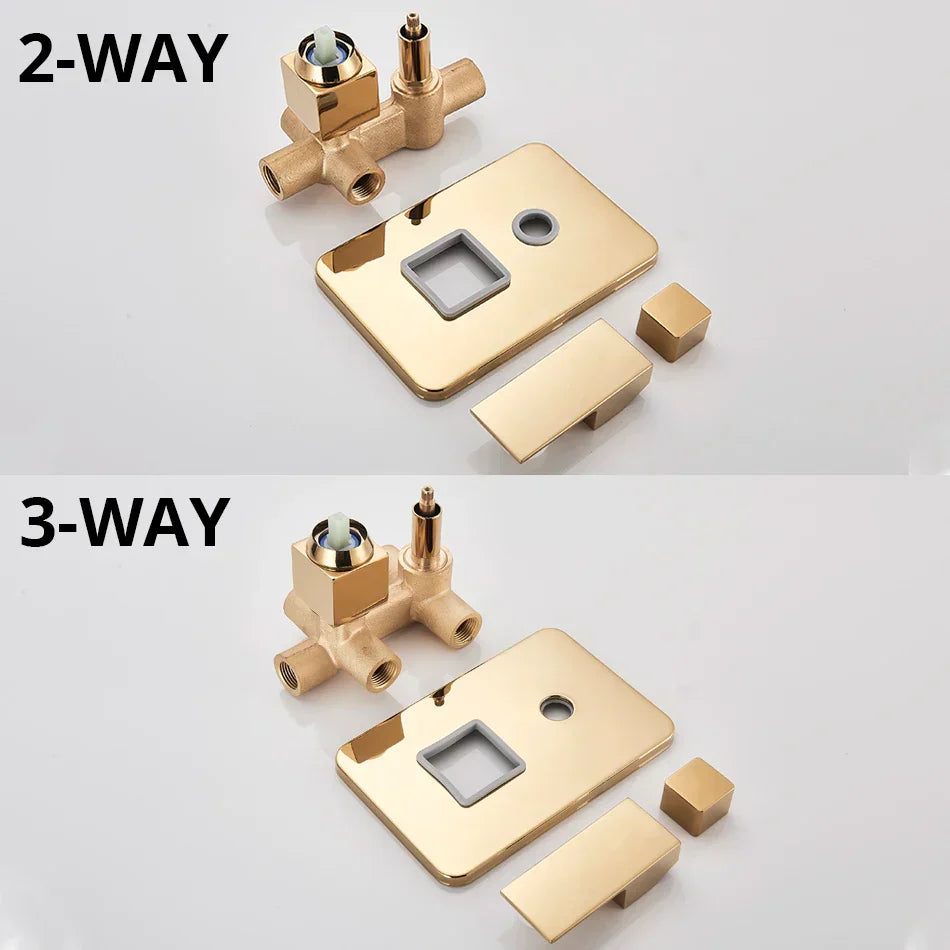 DecorBites™ Gold Rain Shower Faucet Wall Mounted Bathtub Mixer Tap Set