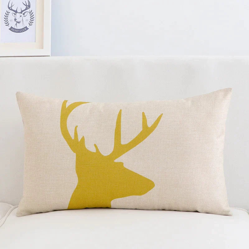 DecorBites™ Geometric Elk Design Linen Lumbar Pillow Cover 30X50cm Modern Nordic Home Decor