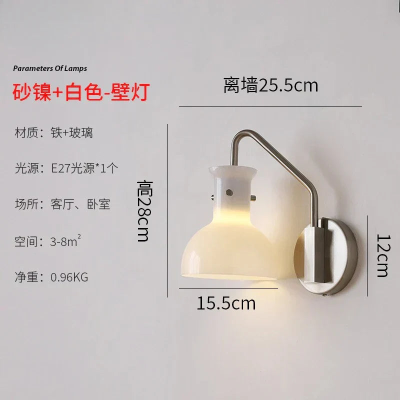 DecorBites™ Bauhaus Glass LED Wall Lamp Iron Art Decor for Bedroom Living Room