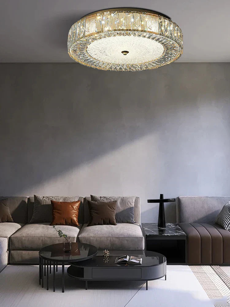 DecorBites™ Gold Crystal Glass Ceiling Light Fixture for Modern Living Rooms & Bedrooms