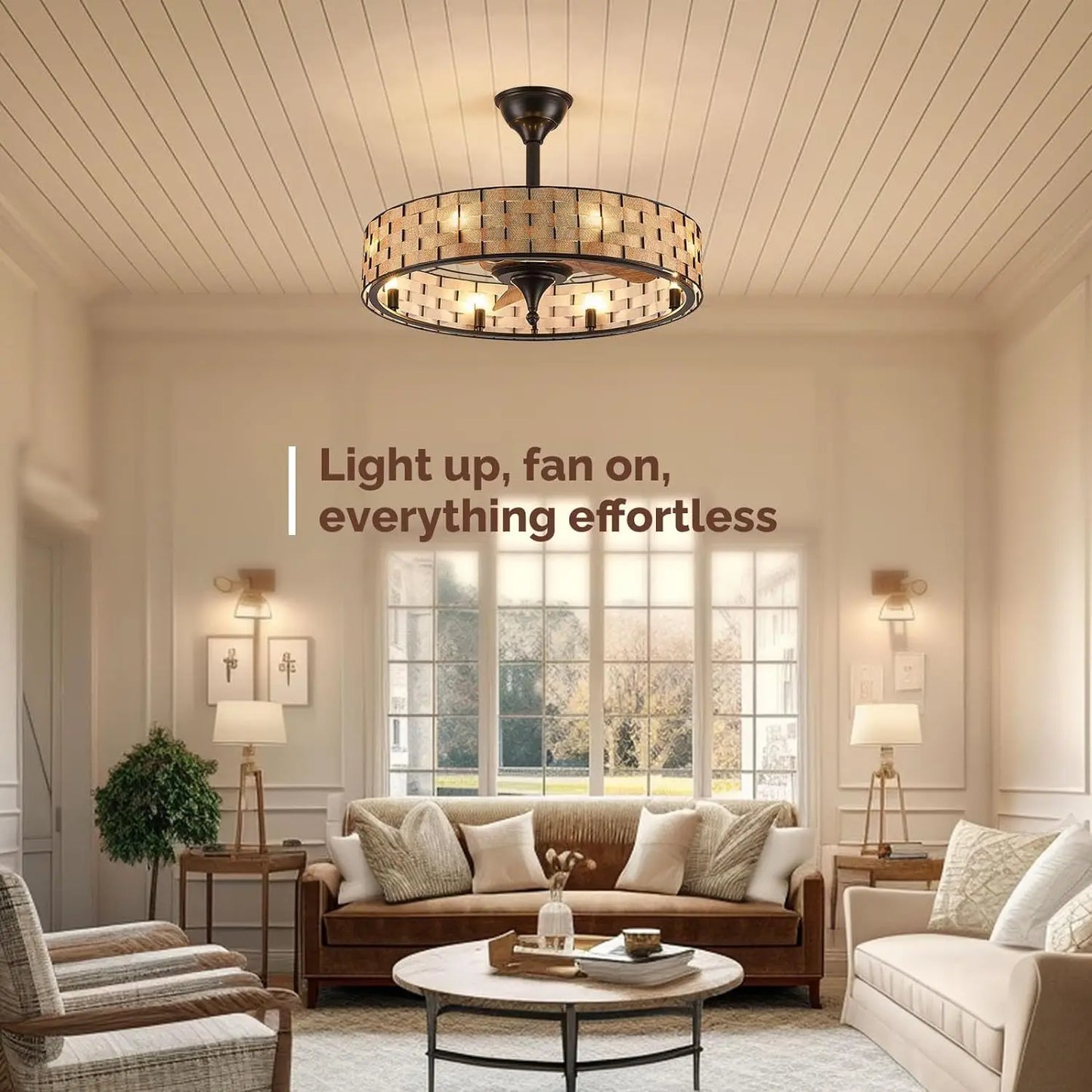 DecorBites™ Crystal Ceiling Fan with Birdcage Design, Iron Lampshade, Variable Frequency Remote Control