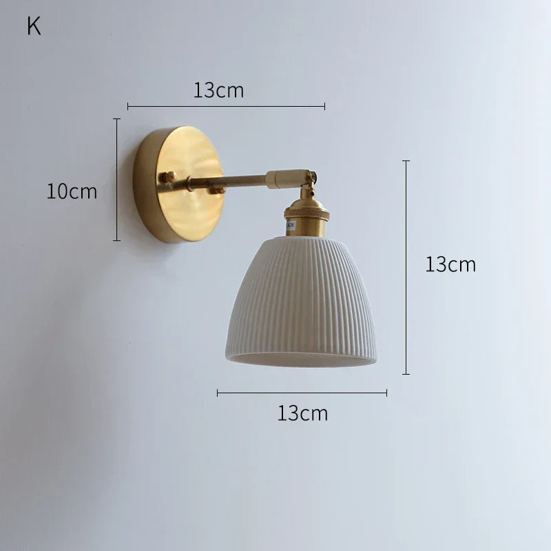 DecorBites™ Ceramic LED Wall Lights Fixture with Copper Arm for Bedroom Living Room