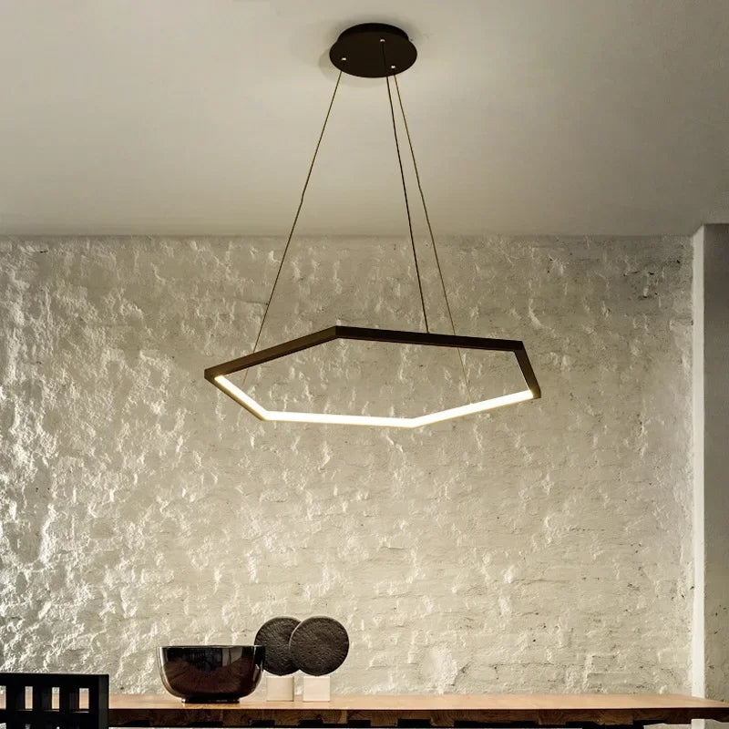 DecorBites™ Hexagon Aluminium LED Pendant Light Dimmable Minimalist Chandelier for Living Room Bedroom