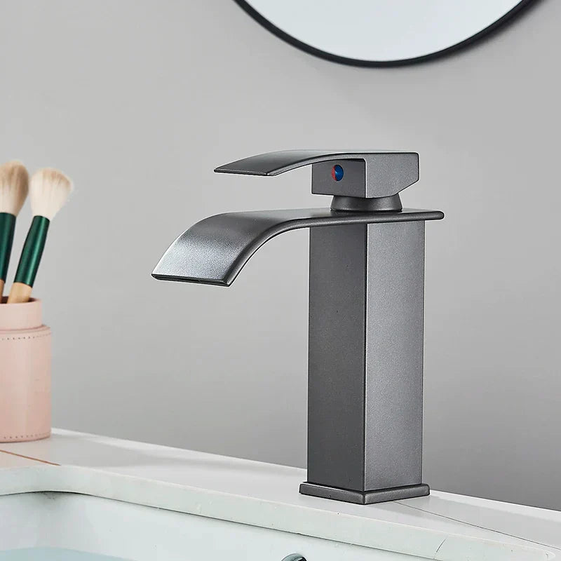 DecorBites™ Black Waterfall Basin Faucet Mixer Tap for Vessel Sinks - Single Hole