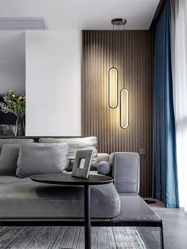 DecorBites™ Black LED Pendant Light: Elegant Bedroom Hanging Lamp, Small Chandelier