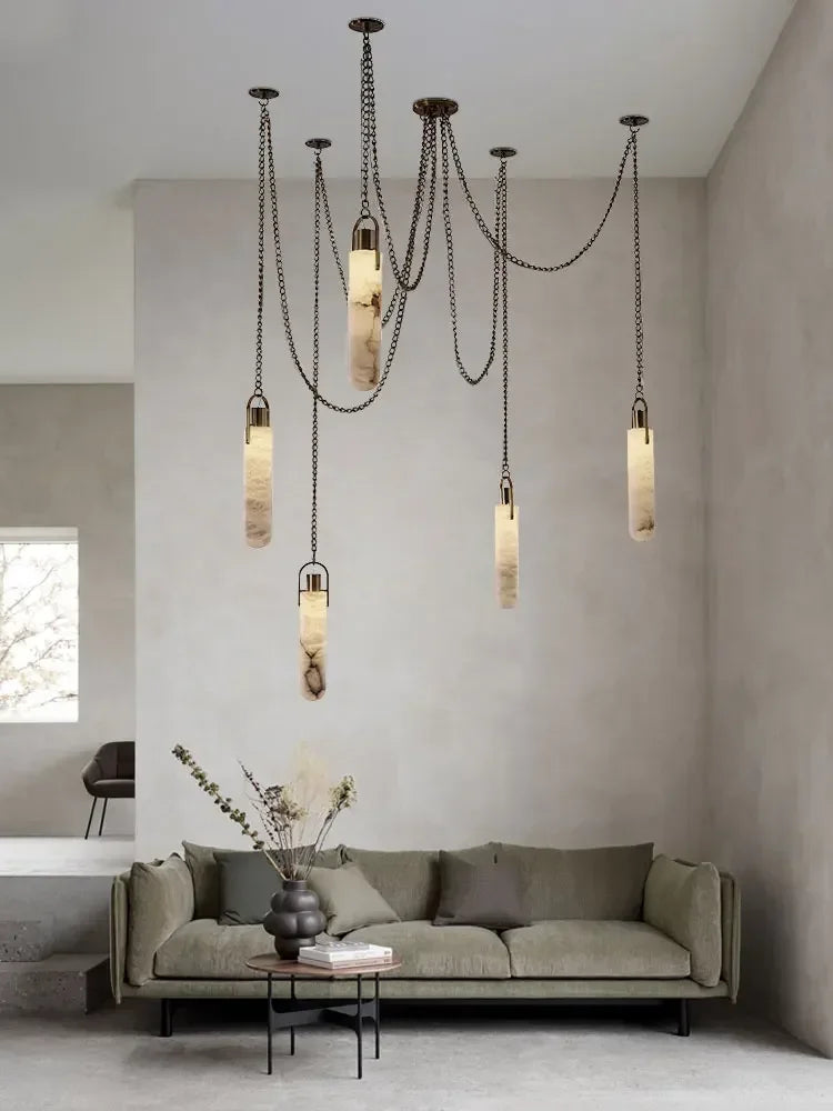 DecorBites™ Gold Chrome LED Chandelier for Dining Room - 2025 Marble Design