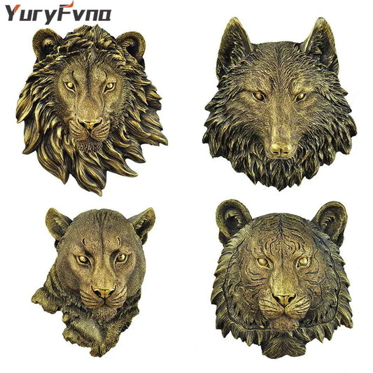DecorBites™ Animal Head Wall Hanger: Decorative Resin Wildlife Hook Rack Statue