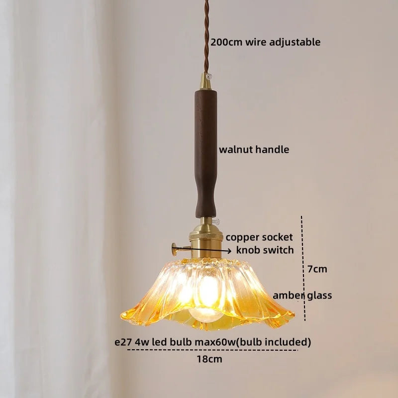DecorBites™ Ceramic Walnut Copper LED Pendant Light Chandelier for Bedroom Living Room