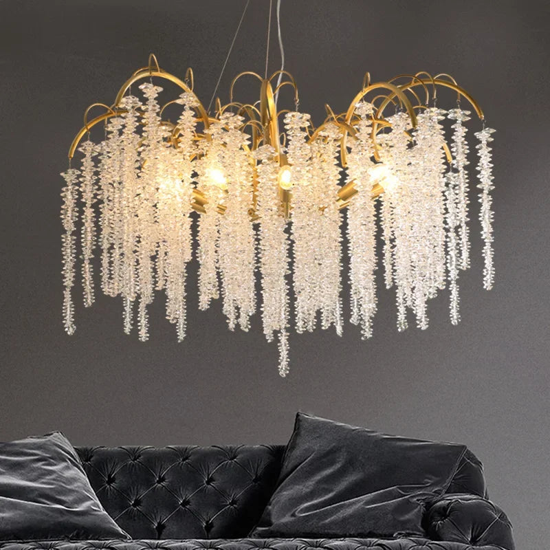 DecorBites™ Gold Glass LED Crystal Chandeliers for Luxe Dining Room Decor
