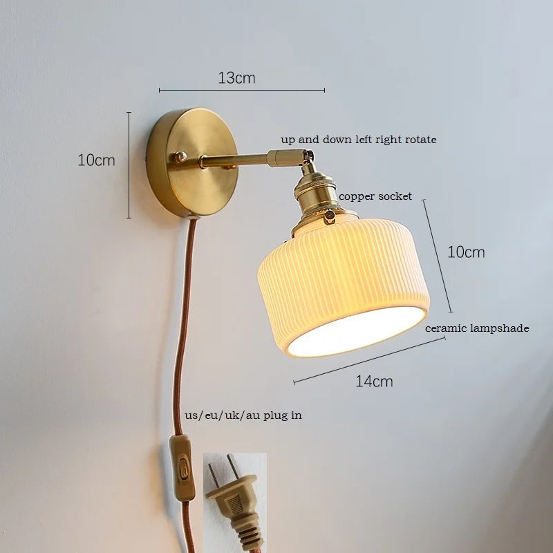 DecorBites™ Ceramic Wall Sconce with Adjustable Iron Arm for Living Room Décor