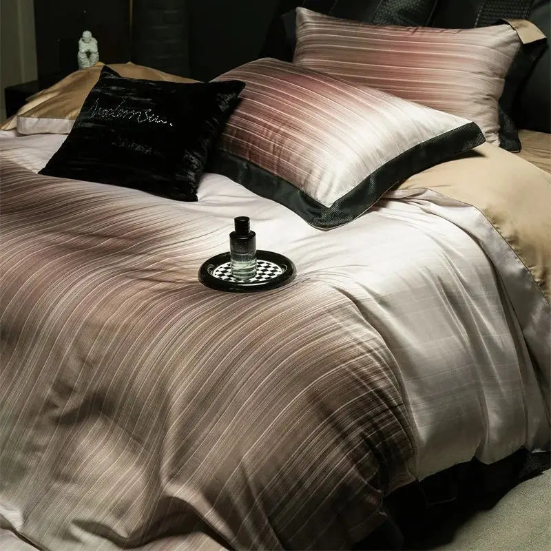 DecorBites™ Light Luxury Lyocell Cotton Bedding Set: Soft Silky Sleep Naked Duvet, Sheet & Pillowcases