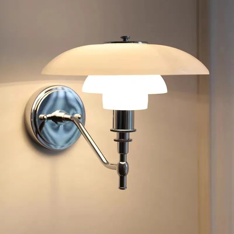 DecorBites™ Glass Wall Lamp Danish Design Chrome Light E27 for Home Decor & Living Room