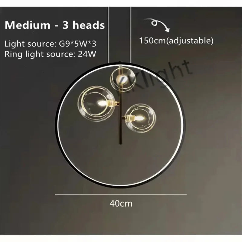 DecorBites™ Glass Bubble Chandelier: Modern Nordic LED Pendant Lighting for Dining Room & Kitchen