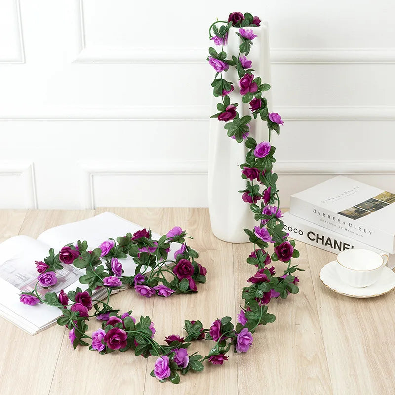 DecorBites™ 250cm Rose Flowers Vine Garland Autumn Cane Backdrop Decor