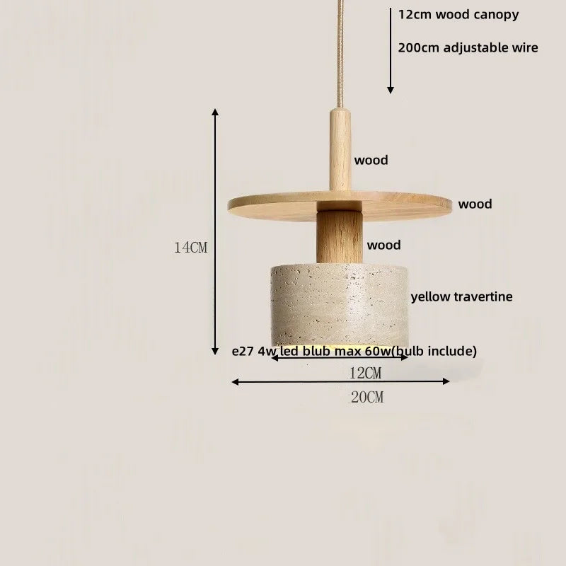 DecorBites™ Glass Ball LED Pendant Lamp for Coffee Living Dining Room with Natural Wood and Stone