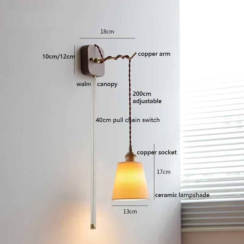 DecorBites™ Ceramic Ball LED Wall Lights with Pull Chain Switch for Bedroom Bathroom