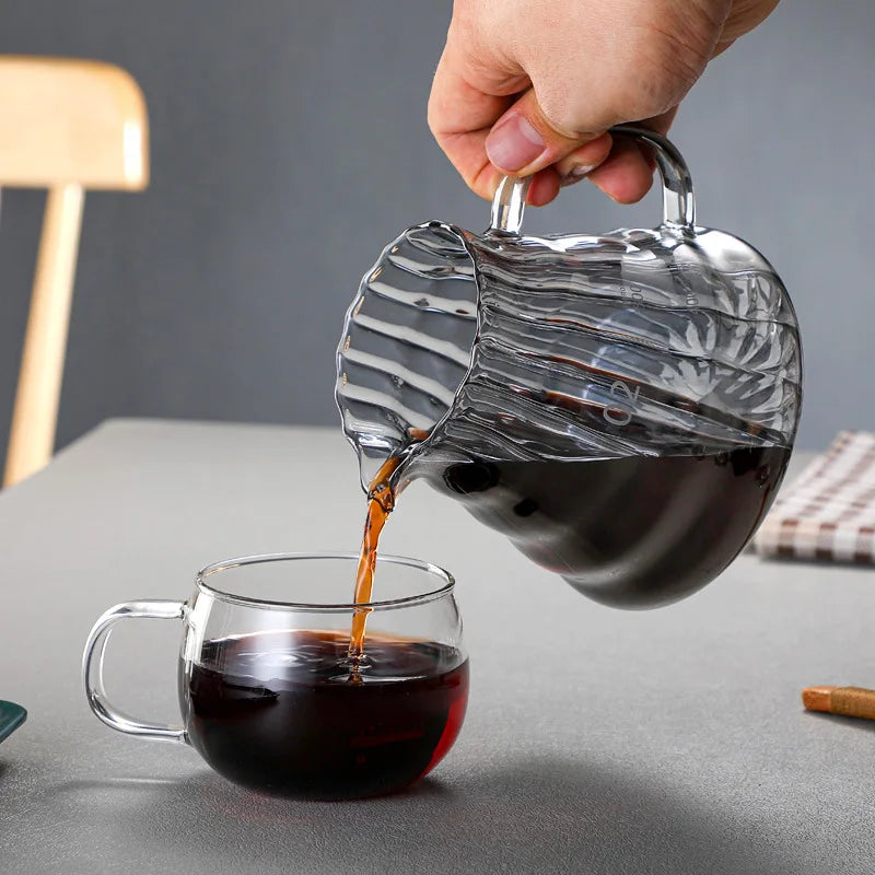 DecorBites™ Glass Coffee Carafe, 600ml Pour Over Pot with Rubber Lid