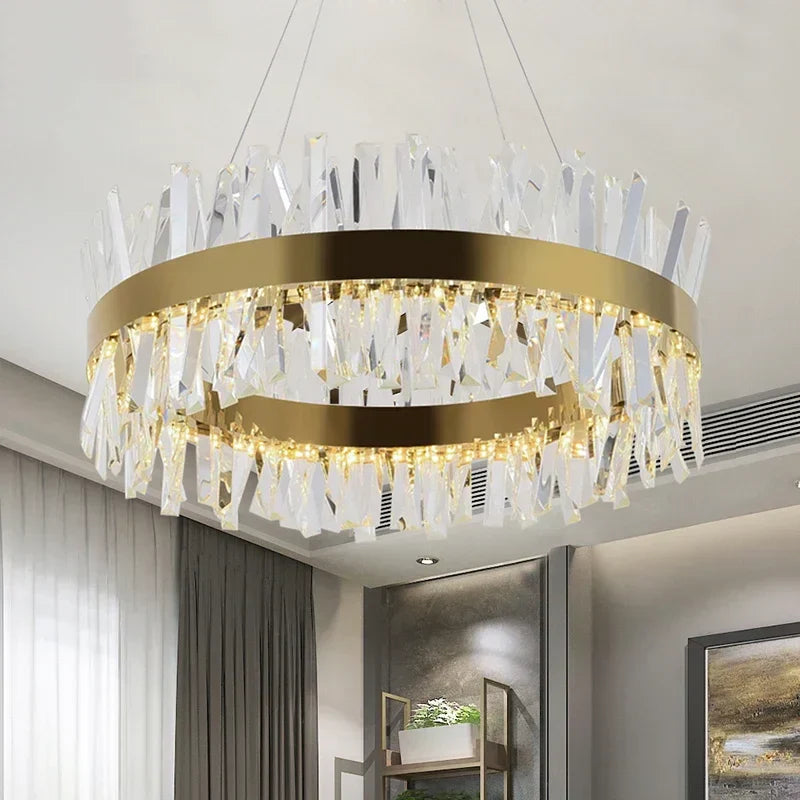 DecorBites™ Crystal LED Ring Chandelier for Luxury Decor & Lighting