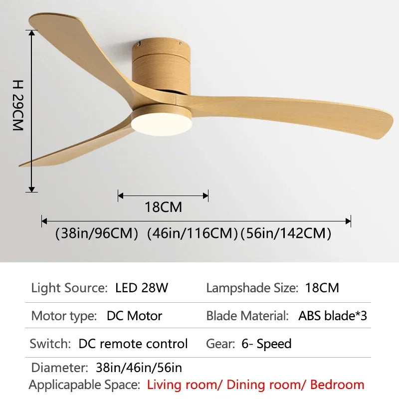 DecorBites™ 46" Modern Black Ceiling Fan with Remote Control and LED Light