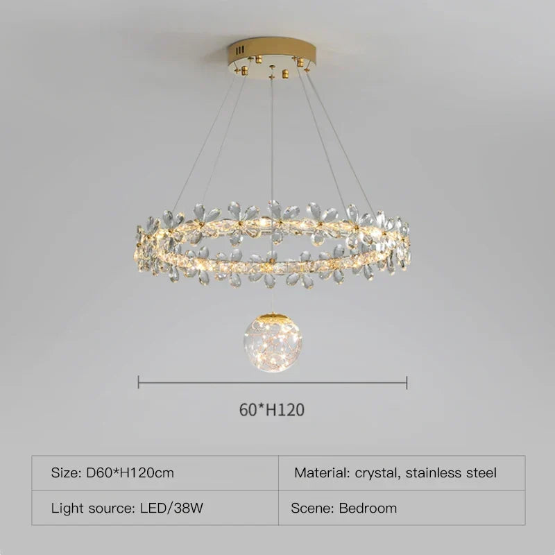 DecorBites™ Gold Crystal Spiral Chandelier LED Pendant Lights for Home Decoration