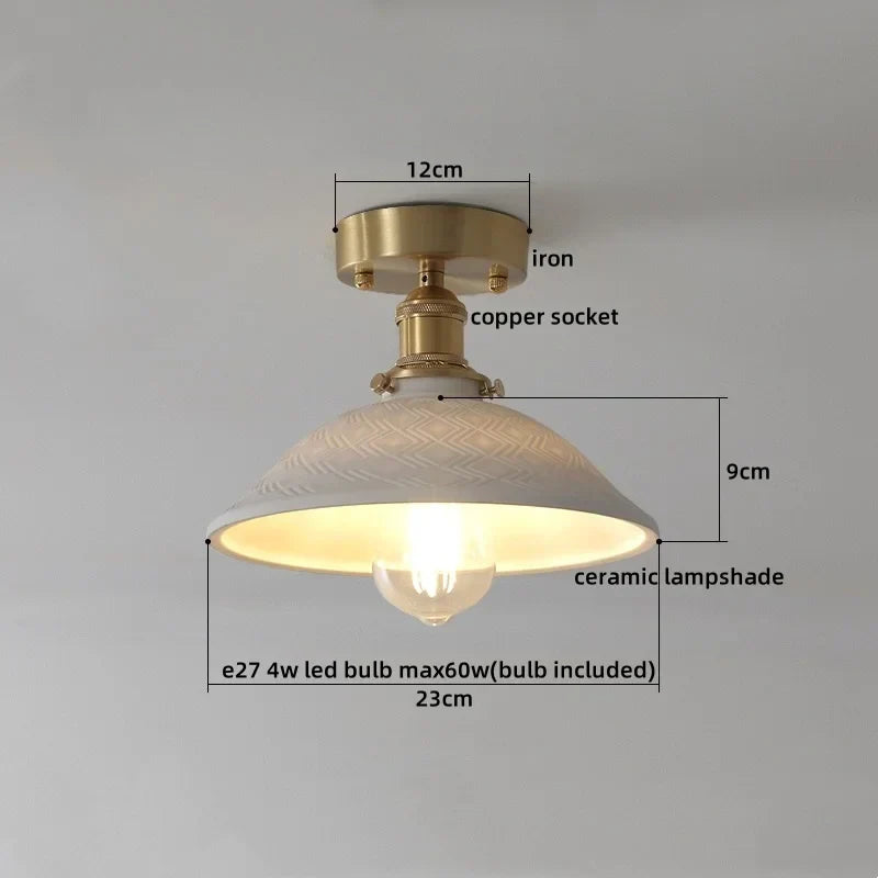 DecorBites™ Ceramic LED Ceiling Light Modern White Porch Balcony Luminaria