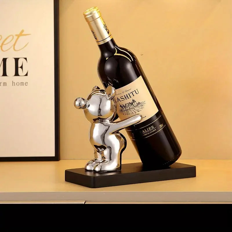 DecorBites™ Bear Wine Rack Cup Holder for Home Bar, Kitchen Storage & Decor