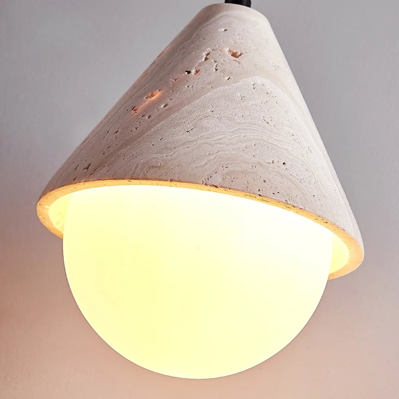 DecorBites™ Creative Stone LED Pendant Light Yellow Travertine Nordic Minimalism Hanging Lamp