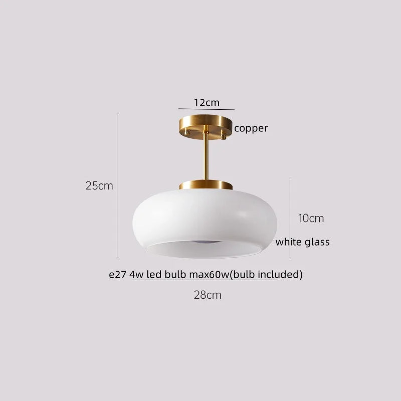 DecorBites™ Glass Copper LED Ceiling Light Fixture for Home Decor Porch Hallway Room