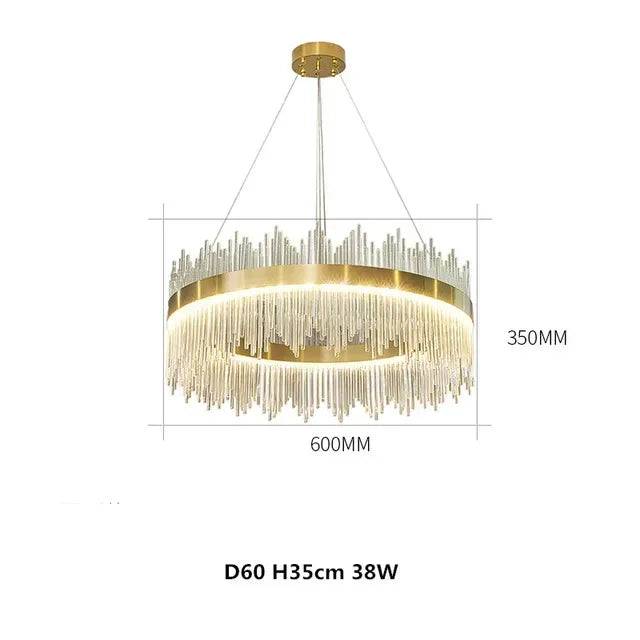 DecorBites™ Gold Crystal Chandelier Dimmable Luxury Pendant Lights for Bedroom & Living Room
