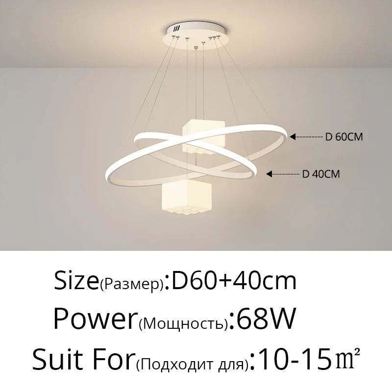 DecorBites™ LED Chandelier: Modern White Hanging Light for Living Room Kitchen, Indoor Decor Lamps