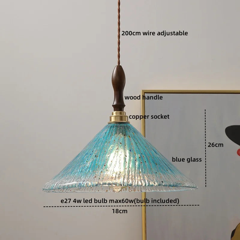 DecorBites™ Amber Glass Pendant Lamps Copper Modern Hanging Lights for Living Dining Bedroom
