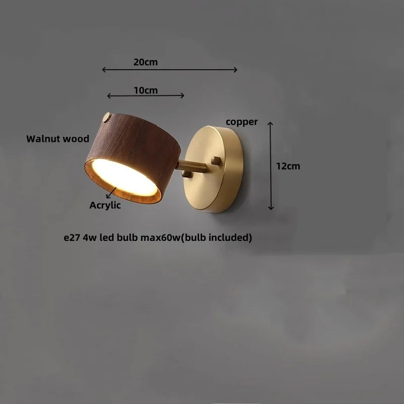 DecorBites™ LED Wood Base Wall Sconce Modern Art Light Fixture for Living Room & Bathroom
