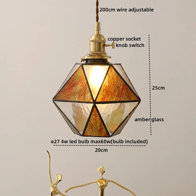 DecorBites™ Glass Copper LED Pendant Lamp for Dining Room, Nordic Modern Hanging Light Fixtures