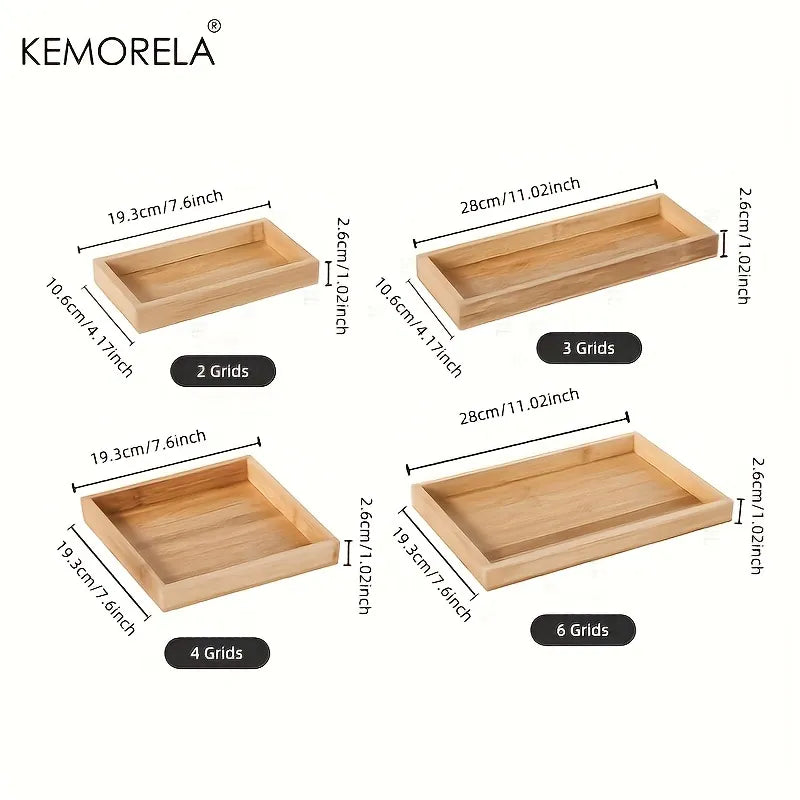 DecorBites™ Bamboo Wooden Rectangular Tea Tray | Elegant Tea Cup Stand Tray for Dining