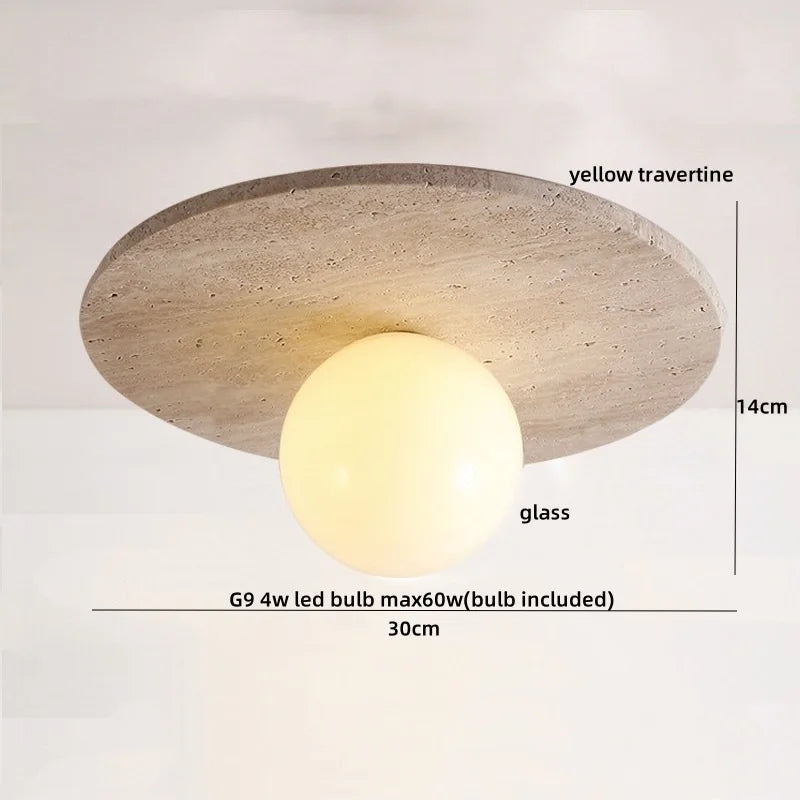 DecorBites™ LED Yellow Travertine Flush Mount Ceiling Light Fixtures