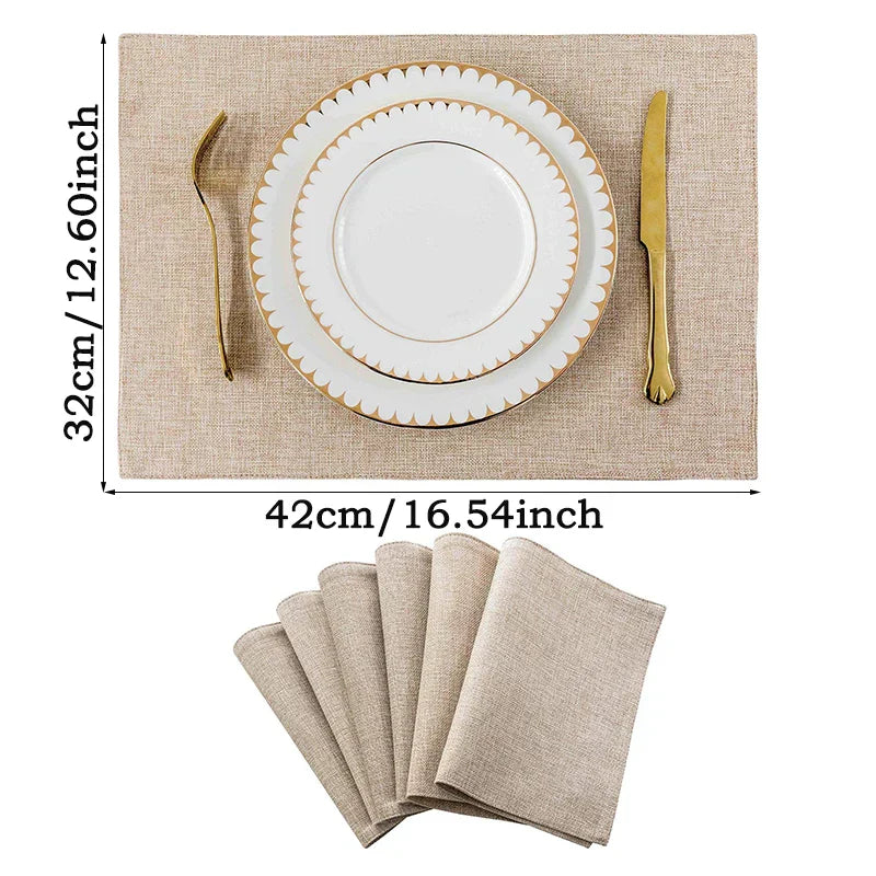 DecorBites™ Christmas Linen Dining Table Mats - Festive Home Decor with Santa Claus Print
