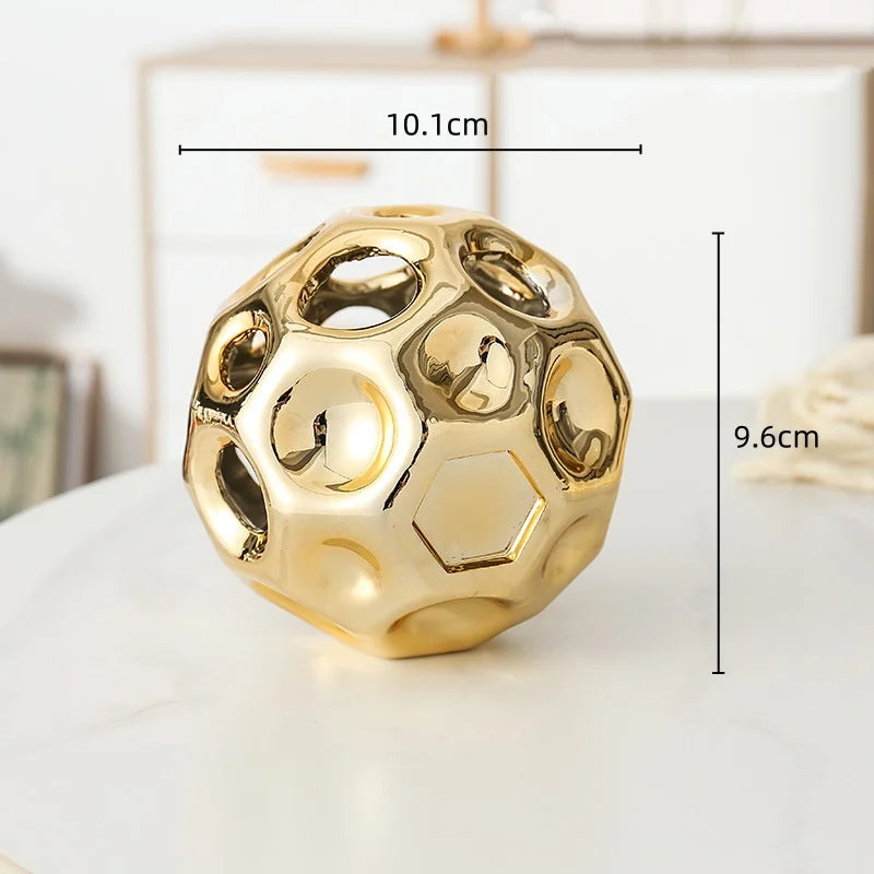 DecorBites™ Geometric Golden Hollow Abstract Sphere Sculpture Decor for Home