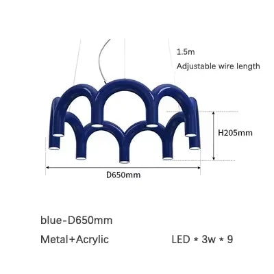 DecorBites™ Blue Metal Arch Chandelier Pendant Light - Modern Design for Home Décor