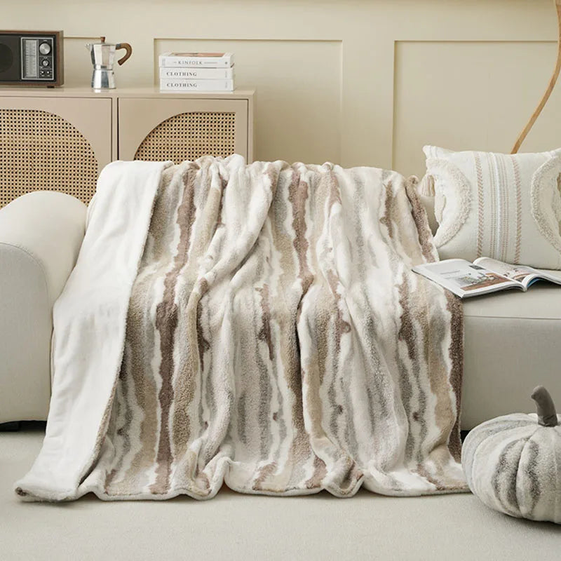 DecorBites™ Arctic Velvet Faux Rabbit Throw Blanket | Cozy, Warm, & Luxurious Comfort Blanket