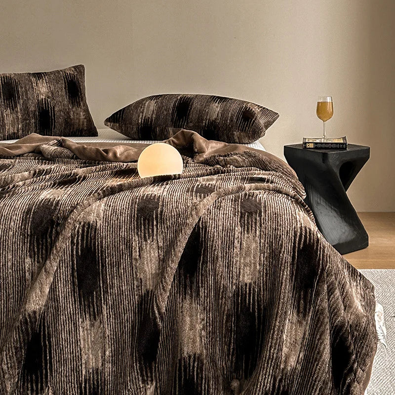 DecorBites™ Cosy Faux Rabbit Plush Blanket in Milk Velvet for Single Sofa Decoration & Napping