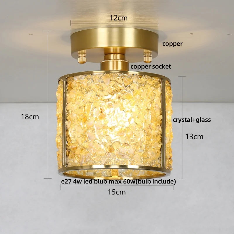DecorBites™ Copper Canopy LED Ceiling Light Glass Crystal Nordic Modern Decor for Home