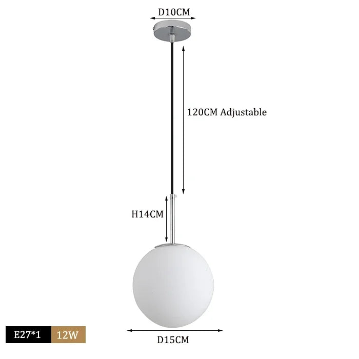 DecorBites™ Glass Ball Pendant Lights LED Kitchen Living Room Suspension Luminaire