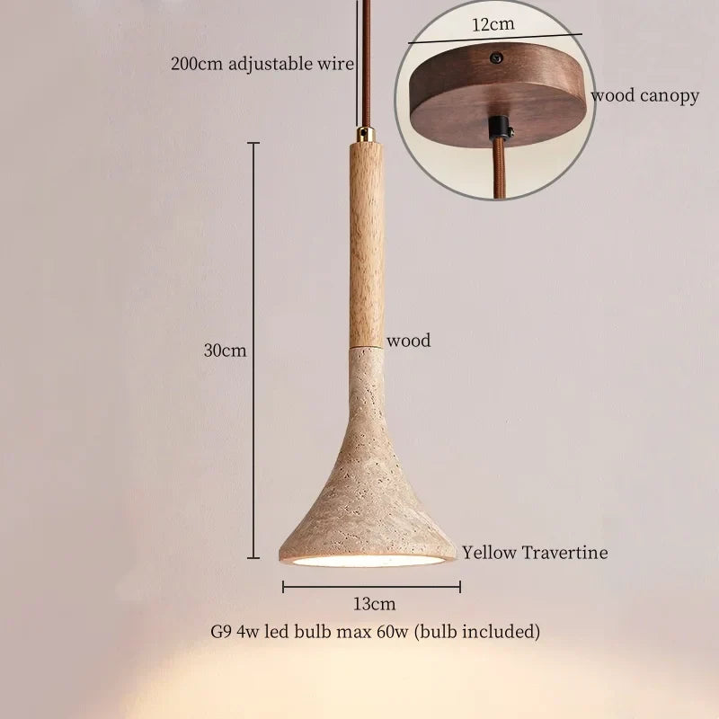 DecorBites™ LED Pendant Light Yellow Travertine Modern Hanging Lampara