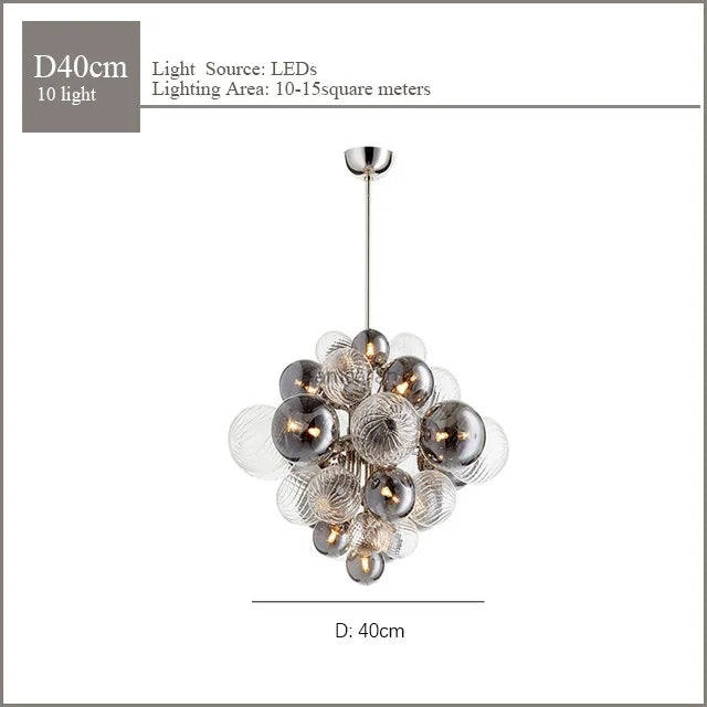 DecorBites™ Glass Globe LED Chandelier Pendant Light for Nordic Luxury Living Room
