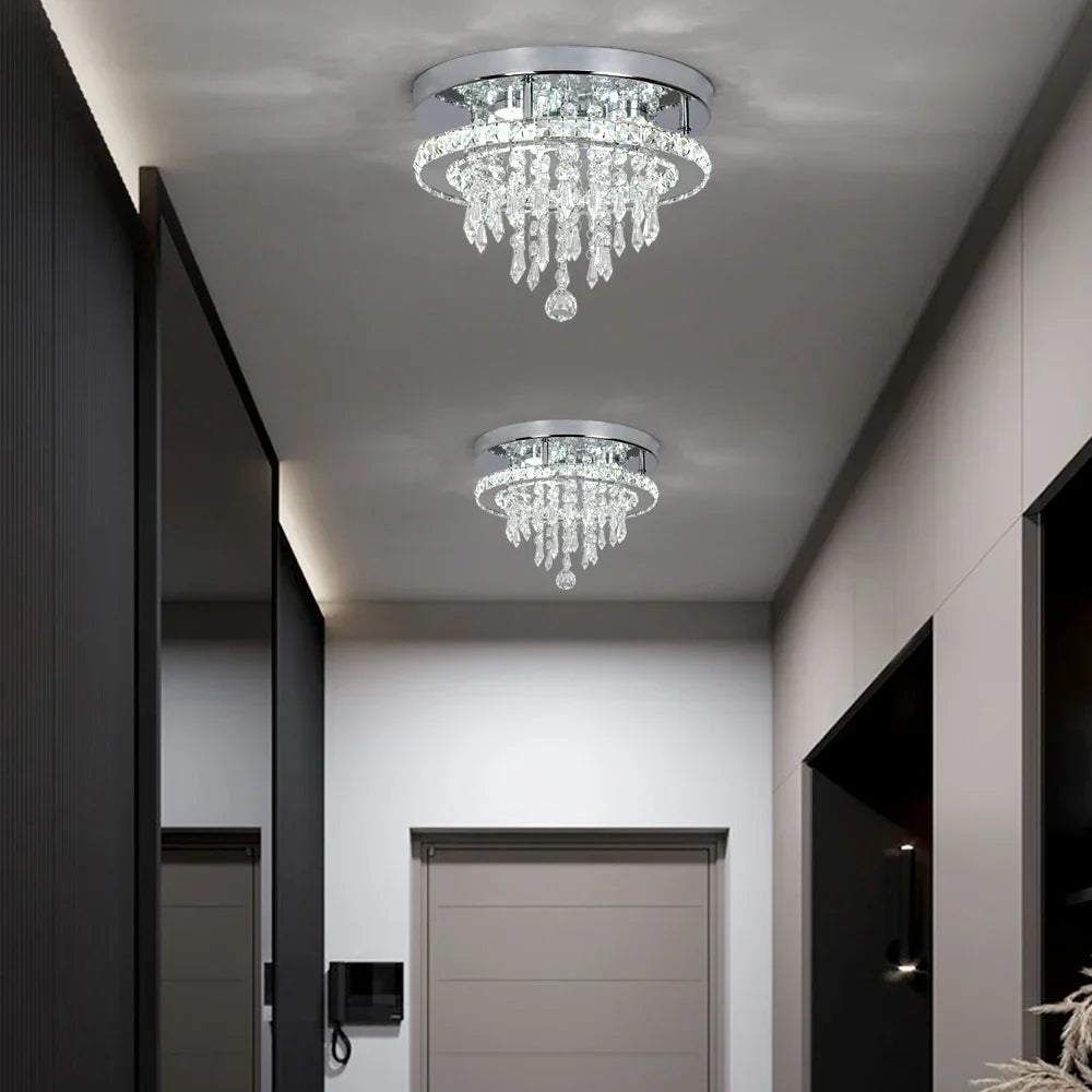 DecorBites™ Crystal LED Flush Mount Ceiling Light for Kitchen Hallway - Modern Chandelier Fixture