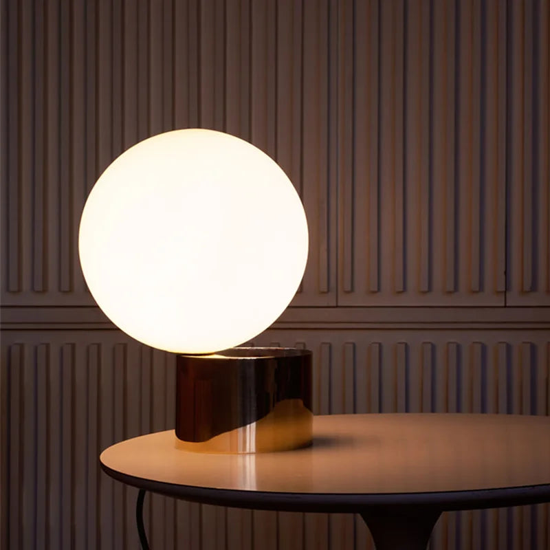 DecorBites™ Glass Circular Table Lamp for Bedroom Study Hotel Modern Decorative Ball Desk Lamp