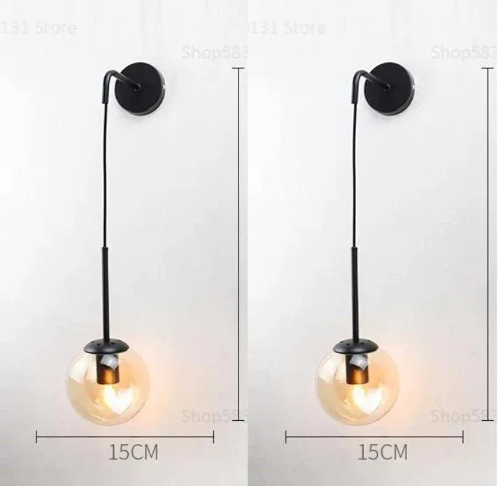 DecorBites™ Glass Ball Wall Lamp: Nordic Modern LED Lighting for Living Room, Bedroom, and Corridor