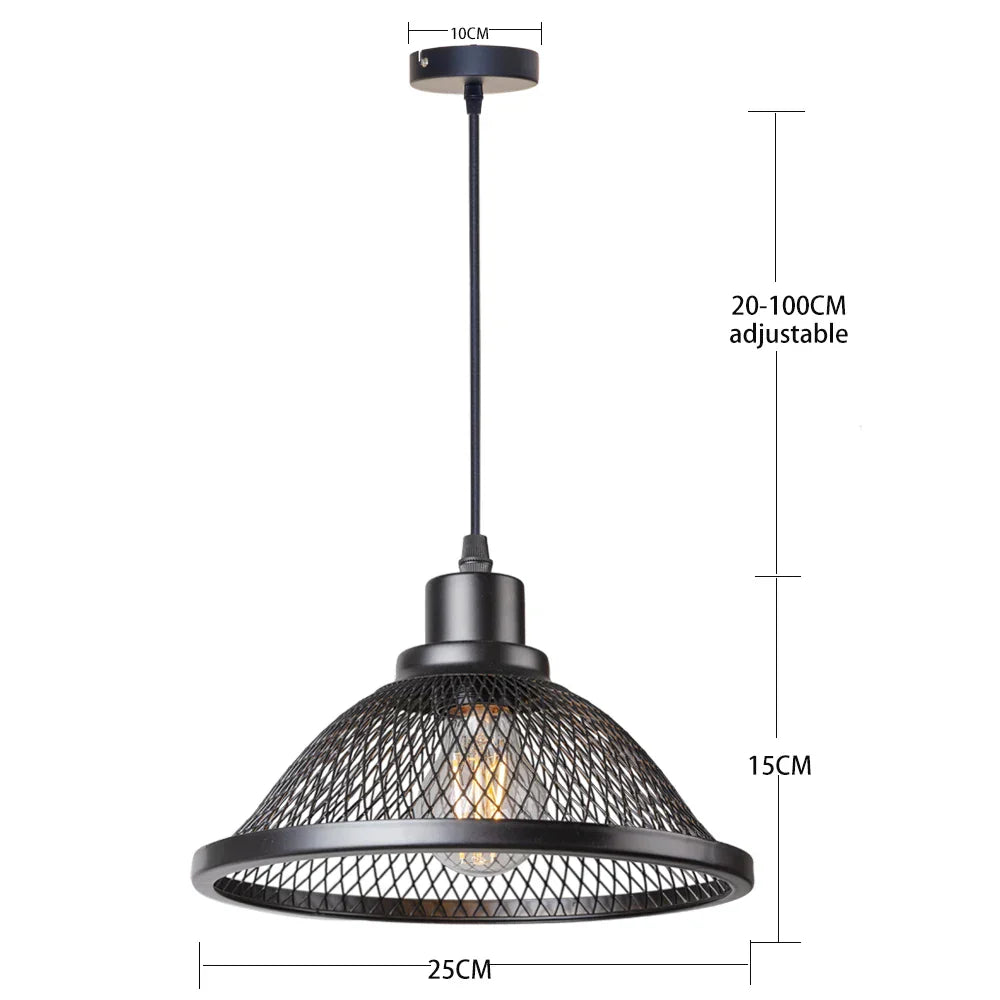 DecorBites™ Black Industrial Cage Pendant Light for Kitchen Island Dining Room